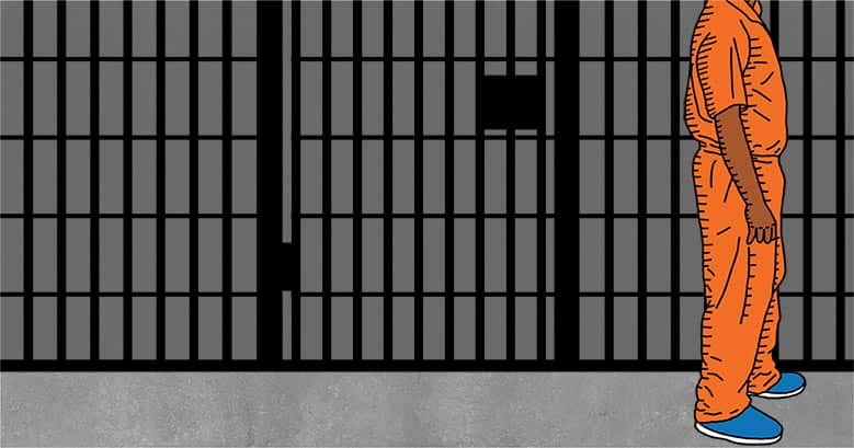 illustration of a man standing in front of prison bars