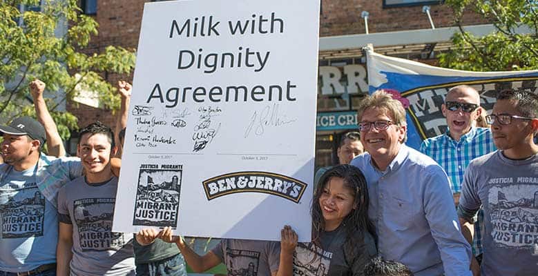 Signing the Milk With Dignity agreement in 2017