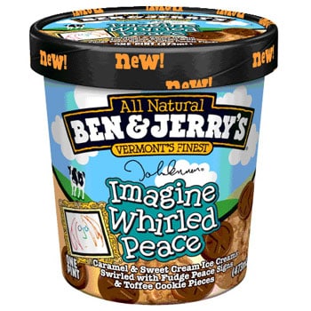 A Pint of Ben & Jerry's Imagine Whirled Peace Ice Cream