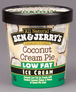 A pint of Ben & Jerry's coconut cream pie ice cream