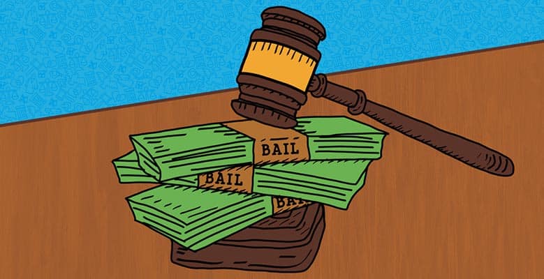 Stack of money with gavel