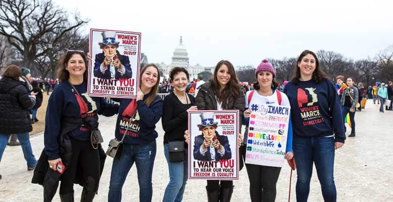 Marchers at the 2017 Women's March