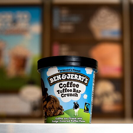 A pint of Ben & Jerry's Coffee Toffee Bar Crunch Ice Cream