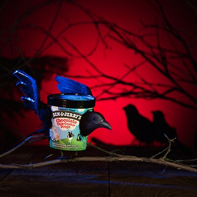 Chocolate Chip Cookie Dough dressed up as a crow