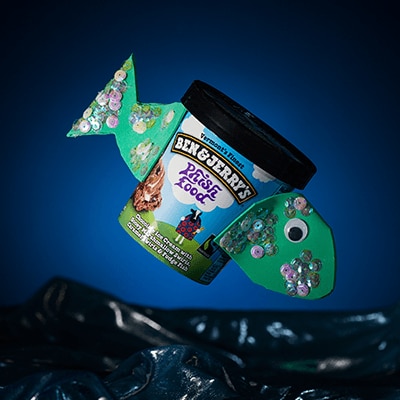 Phish Food with a fish going through it
