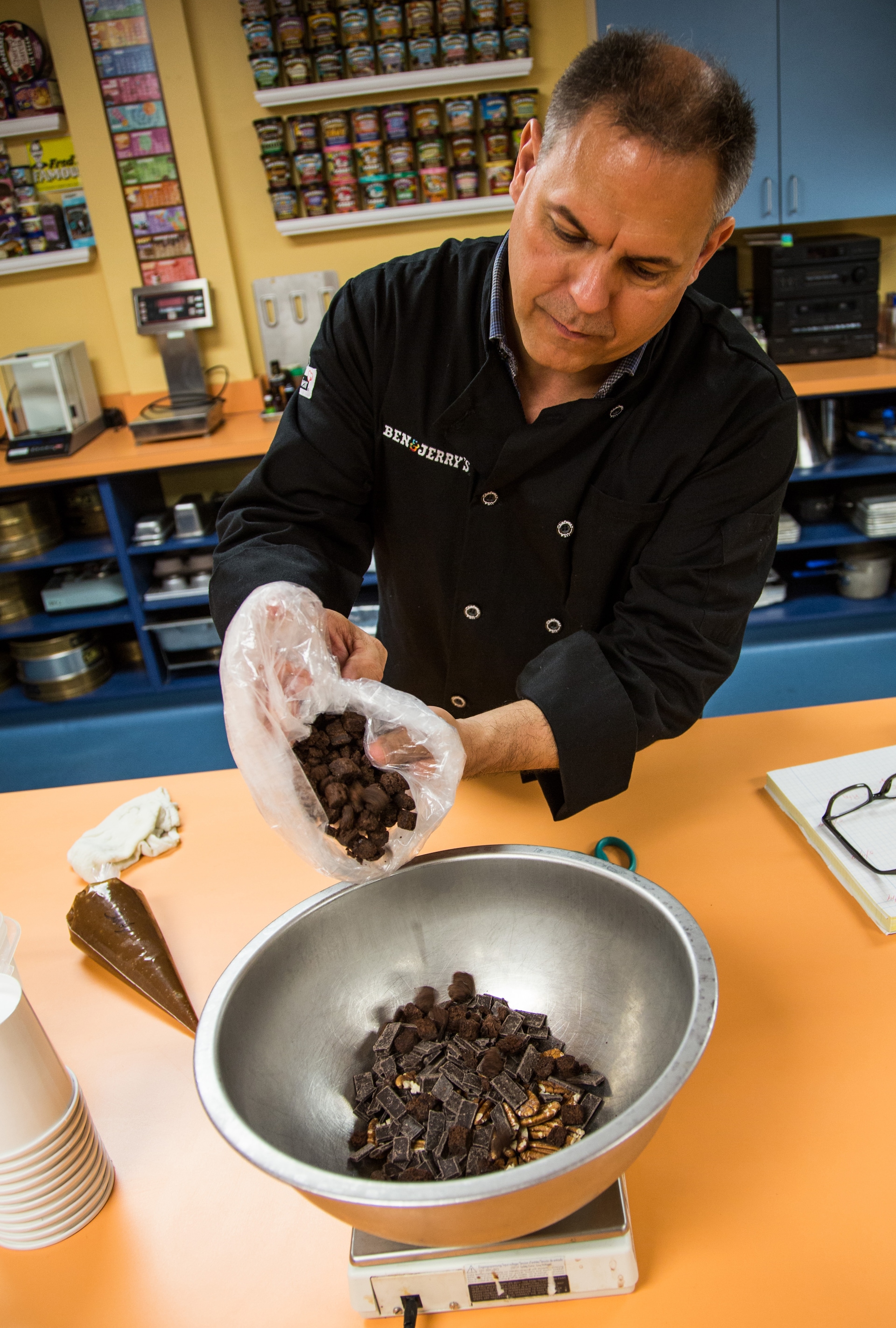 Flavor guru Eric mixing ingredients